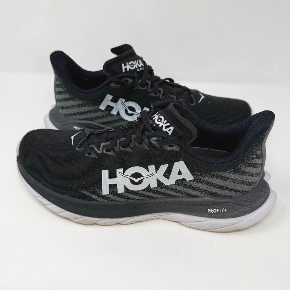 Hoka Mach‎ 5 Womens Running Shoes Black Castlerock Size 9B Low Top Sneakers